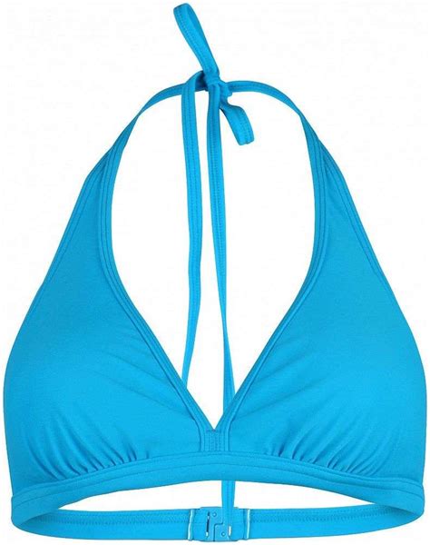 Stuf Damen Solid L Neckholder Bikini Top Blau Bademode Kleidung