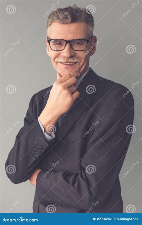 Handsome Mature Businessman Stock Image Image Of Manager Cheerful