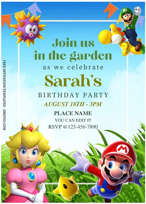 Free Editable Pdf Calling All Gamers Super Mario Birthday Invitation