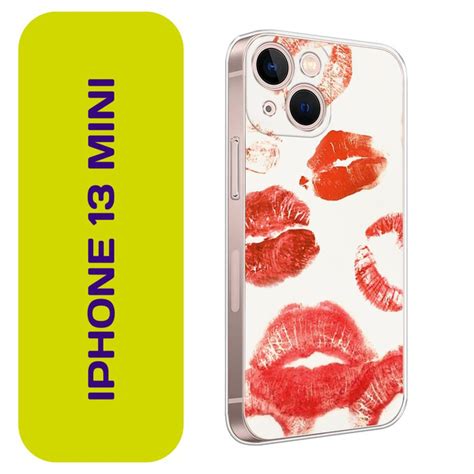 Чехол на Айфон 13 Мини / Apple iPhone 13 mini с принтом "Следы помады ...