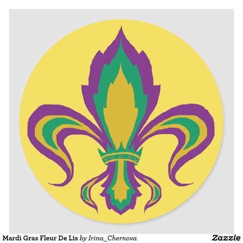 Mardi Gras Fleur De Lis Classic Round Sticker Zazzle Mardi Gras