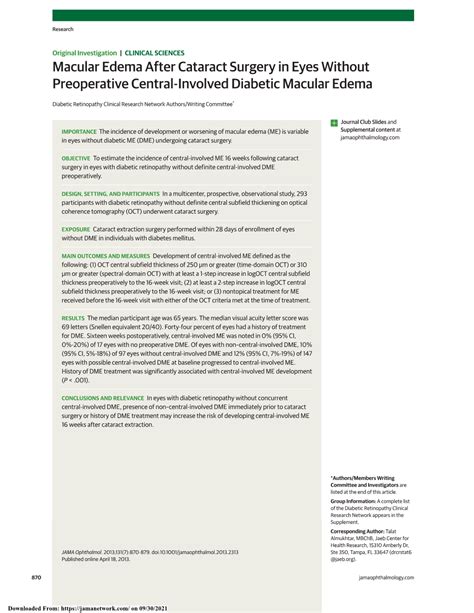 Macular Edema After Cataract Surgery in Eyes Without Preoperative ...