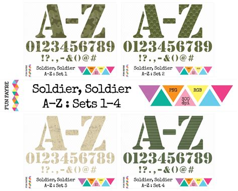 ARMY / MILITARY ALPHABET Numbers & Punctuation Sets 192