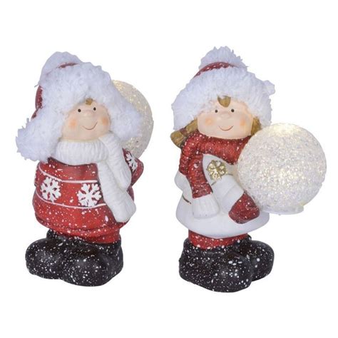 Figurine Decorative Craciun Led Ceramica Christmas Child Set 2