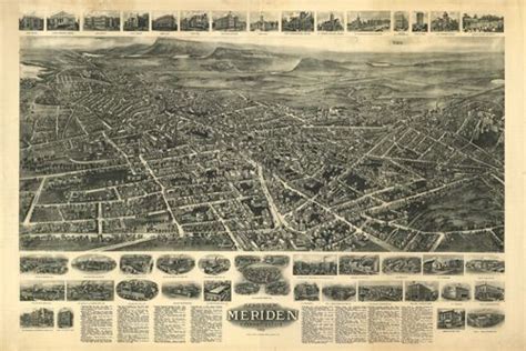 Historical Map of Meriden, CT - 1918 Vintage Map Decor, Vintage Maps Art, Antique Maps, Vintage ...