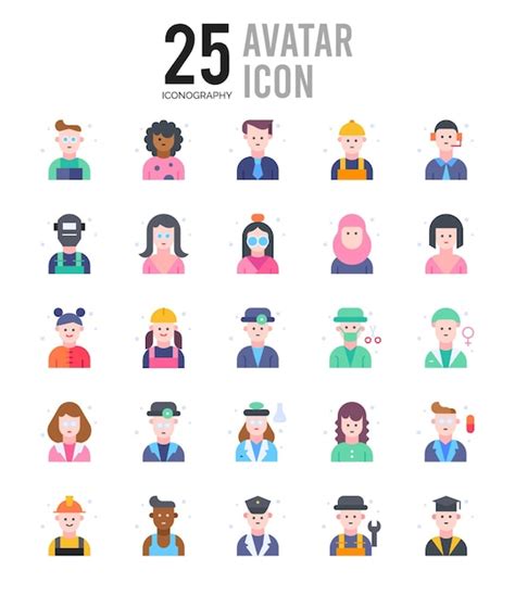 Avatar Flat Icon Pack Vektorillustration Premium Vektor