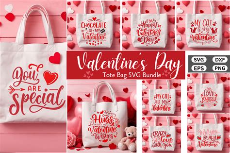 Valentines Day Tote Bag Svg Bundle Graphic By Cut File · Creative Fabrica