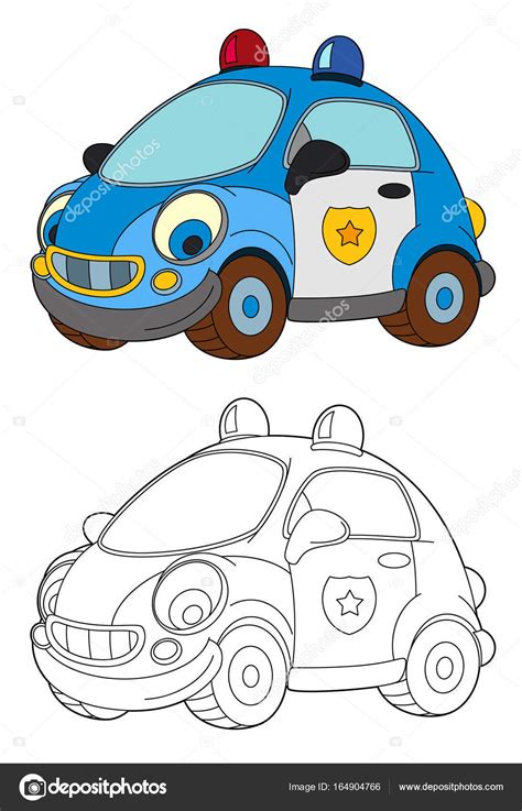 Auto Kleurplaat Politie Police Car Cartoon Stockfotos Rechtenvrije