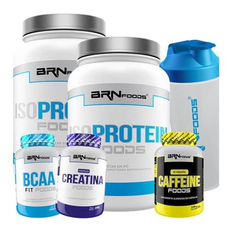 Kit 2x Whey Protein Isolado BRN Foods Baunilha 900g BCAA Creatina