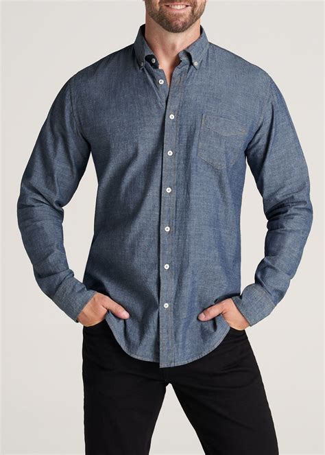 Chambray Button Down Shirt For Tall Men American Tall Shirts Mens