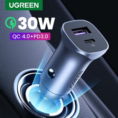 Ugreen 30w Pd Charger Quick Charge 4 0 3 0 Dual Ports Usb Car Charger Shopee Thailand