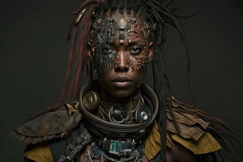 Una Mujer Con Rastas Y Una Cara Pintada Con Una Cara Negra Y Una Cara