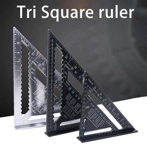 12 Inch Metric Aluminum Alloy Triangular Ruler Speedsquare Protractor Double Scale Miter Framing