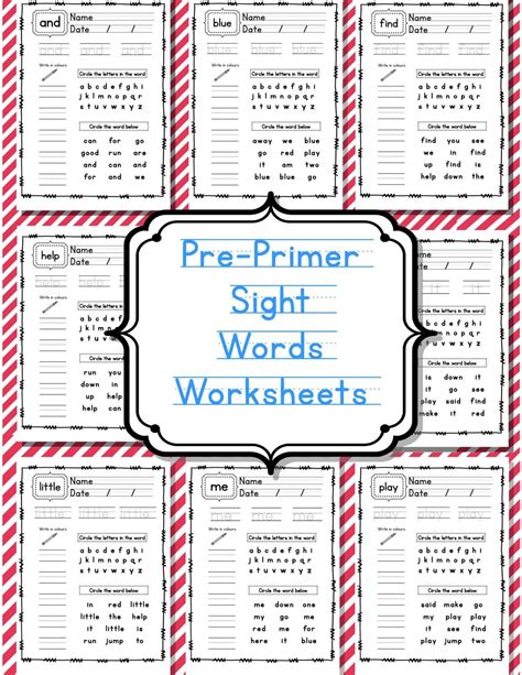 Pre Primer Sight Word Worksheets Teaching Resources Blog Sight Word Worksheets School