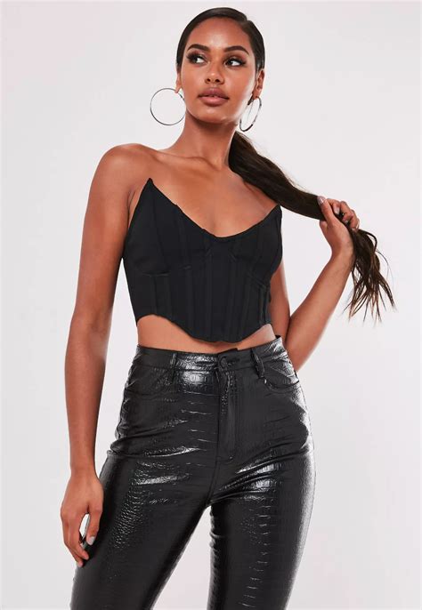 Black High Bust Point Corset Bralette Missguided Petite Fashion