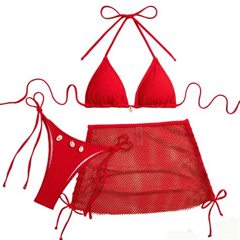 Erwazi Womens Bikini Sets Piece Swimsuits Solid High Waisted Bathing