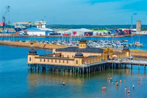 Varberg, Sweden, July 12, 2022: Bathhouse at a Beach in Swedish ...