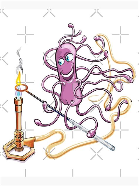 Lámina Artística Cute Microbiology Cartoon Purple Bacteria Microbio