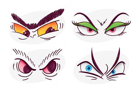 Premium Vector | Hand drawn angry eyes cartoon illustration