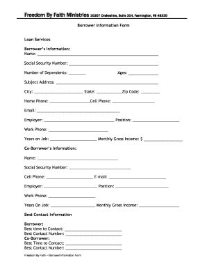 Borrower Information Form Fill Out And Sign Printable Pdf Template Images