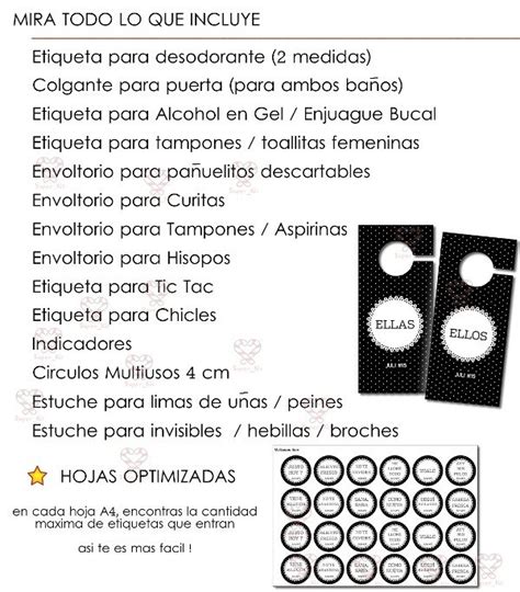 Kit Emergencia SOS para Baños Puntos Blanco y Negro Editable Super