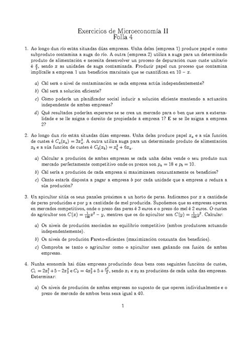 Ejercicios Tema 4 Microeconomía II Exercicios de Microeconomía II