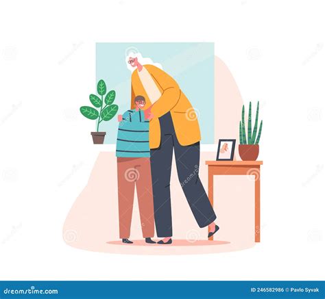 Grandmother Hugging Her Cute Grandson Cartoon Vector Cartoondealer