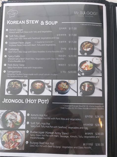 Menu At Mr Bulgogi Restaurant Mawson Lakes