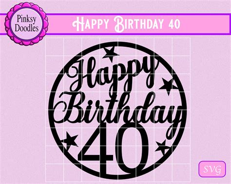 Happy 40th Birthday Svg Cut File Cricut Maker Cricut Joy Etsy