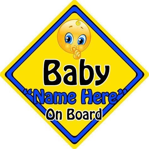 Personalised Childbaby On Board Emoji Car Sign Baby On Board Boy