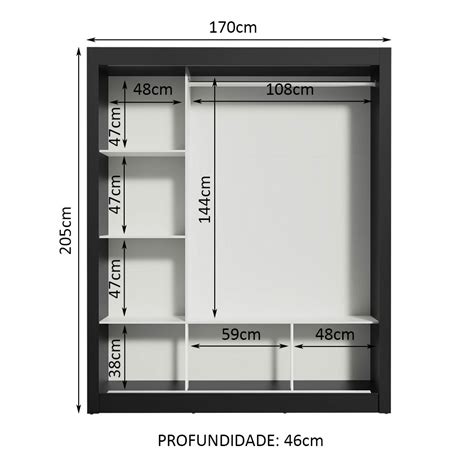 Guarda Roupa Casal Madesa M Naco Portas De Correr Espelho Preto