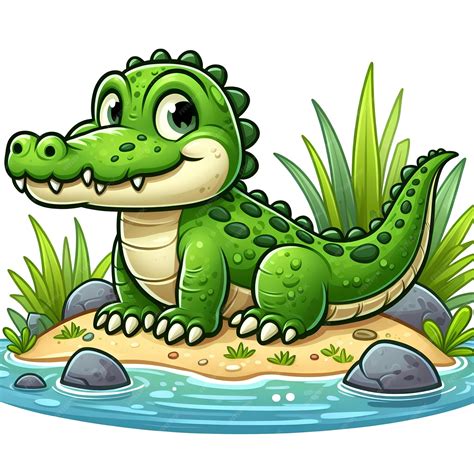 Premium Photo | Cute green alligator cartoon