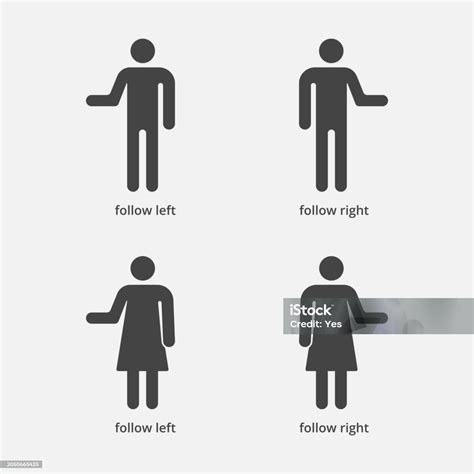 People Show Path Direction Man Turn Left Woman Follow Right Signs