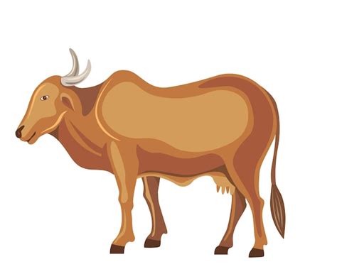 Premium Vector | Indian cow standing brown cow isolated vector illustration