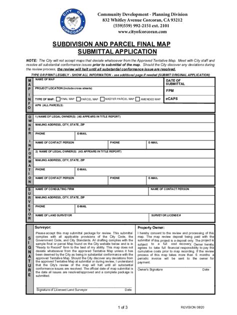 Fillable Online Subdivision And Parcel Final Map Submittal Fax