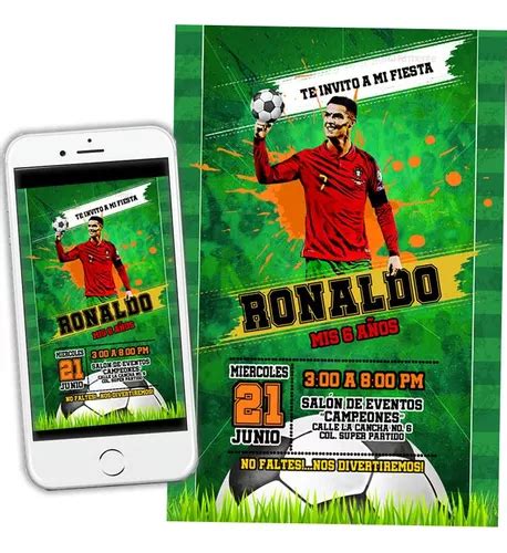 Invitacion Ronaldo Futbol Digital Personalizada Env O Gratis