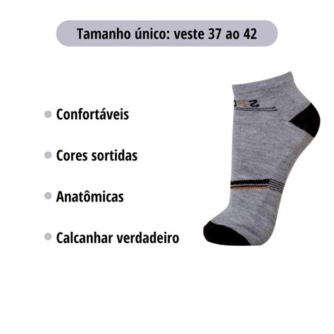 Kit 12 Pares De Meias Masculino Estampadas Cano Curto KIT 3 6 Ou