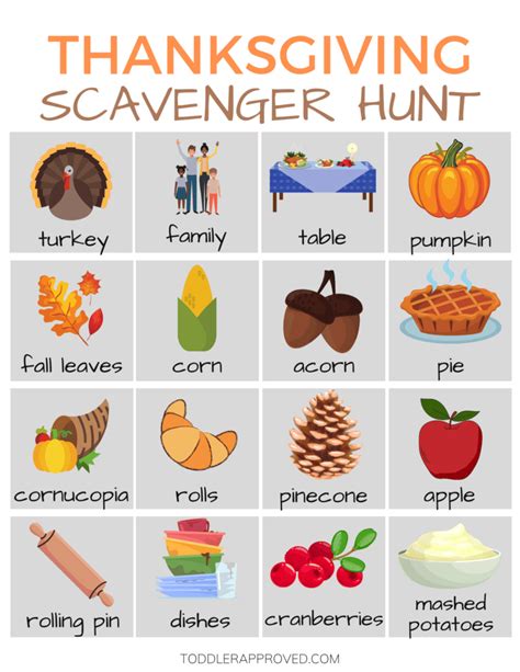 Printable Thanksgiving Scavenger Hunt - Toddler Approved