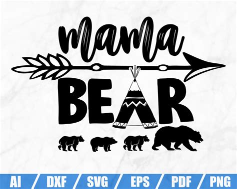 Mama Bear Svg Mama Bear Clip Art Mom Life Svg Mama Bear Cut File Mama Bear