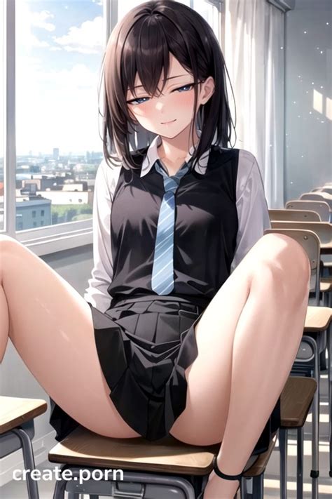 Classroom Thighs Exposed Sitting Down Legs Spread Hentai AI Porn