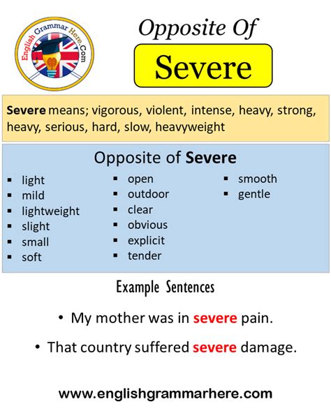 Opposite Of Severe, Antonyms of Severe, Meaning and Example Sentences ...