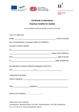 Certificate Of Attendance Erasmus Fill Online Printable Fillable