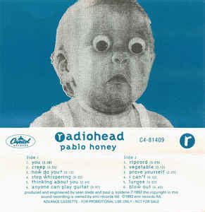 Radiohead - Pablo Honey (1992, Advance, Cassette) | Discogs