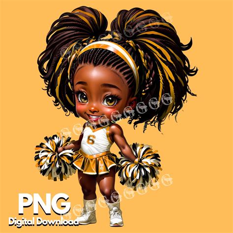 Black and Gold Youth Cheerleaders PNG Bundle, Black Cheerleaders, Youth ...