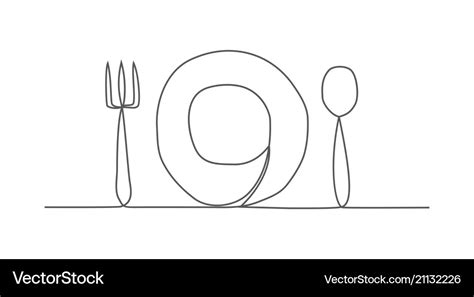 Food one line drawing Royalty Free Vector Image