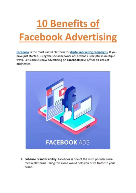 Ppt 10 Benefits Of Facebook Advertising Powerpoint Presentation Free