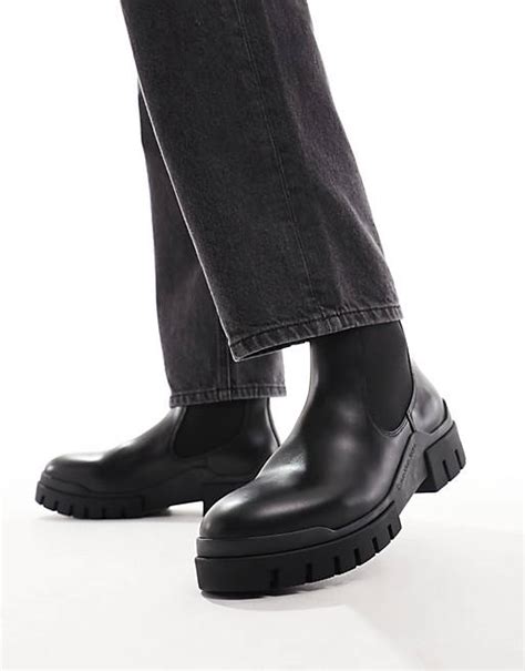 Calvin Klein Jeans Leather Low Commuter Boots In Black Asos