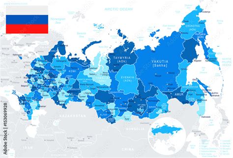 Plakat Rosja Mapa I Flaga Ilustracja Mapy Plakaty