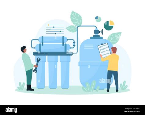 Water Purification With Reverse Osmosis Filtration Vector Illustration