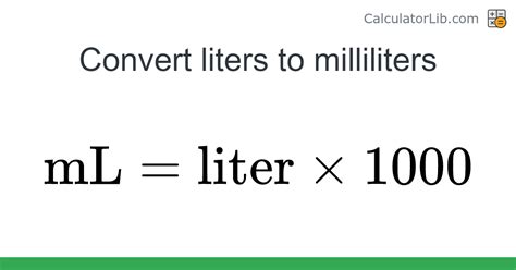 Liters → Milliliters Converter Liter To Ml Volume Converter